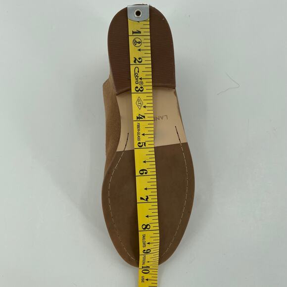 Lands’ End Women's V-Cut Slip-On Suede Ankle Boots Booties, Tan, Sz. 6B Flats - Picture 9 of 12